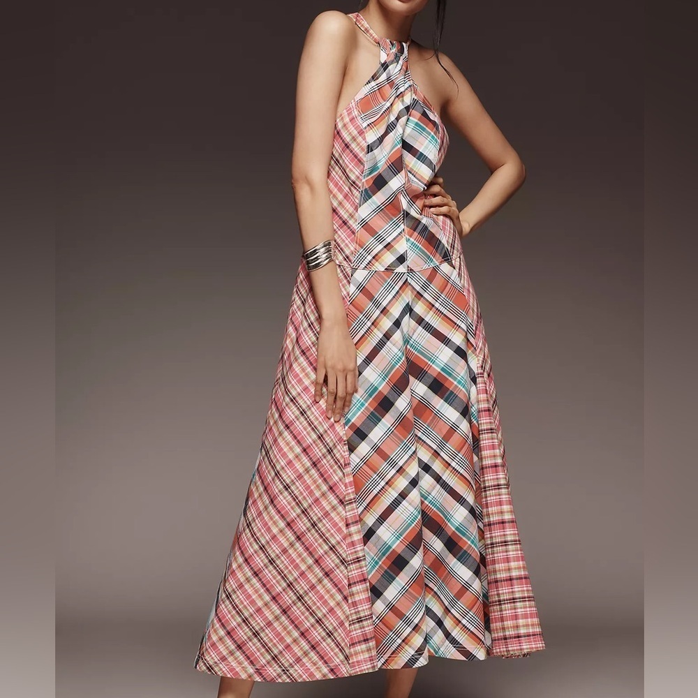 NWT Anthropologie Pilcro Patchwork Halter Midi Dress - Size Medium 4️⃣ - Picture 3 of 6